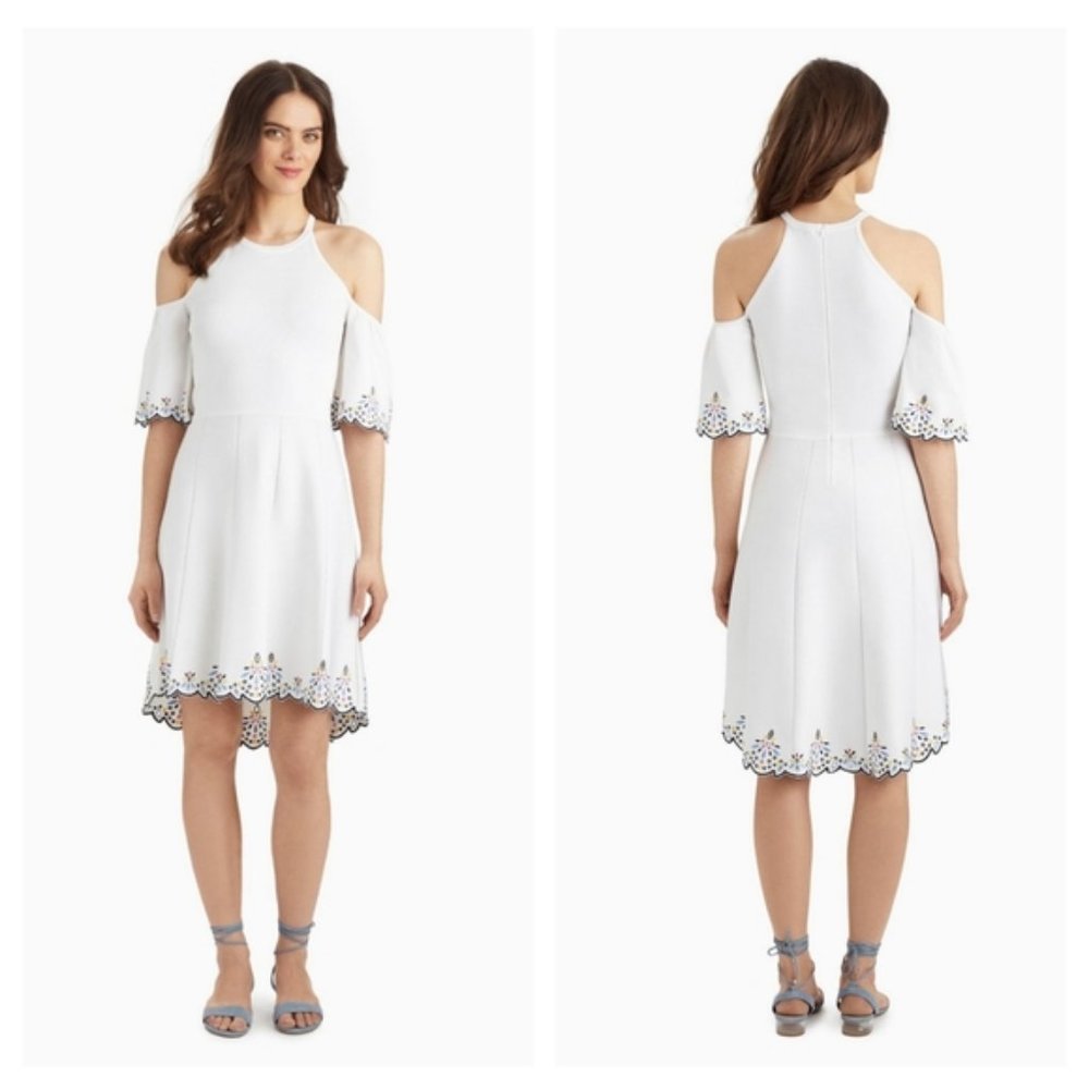 NEW Parker White Lorna Knit Cold Shoulder Dress